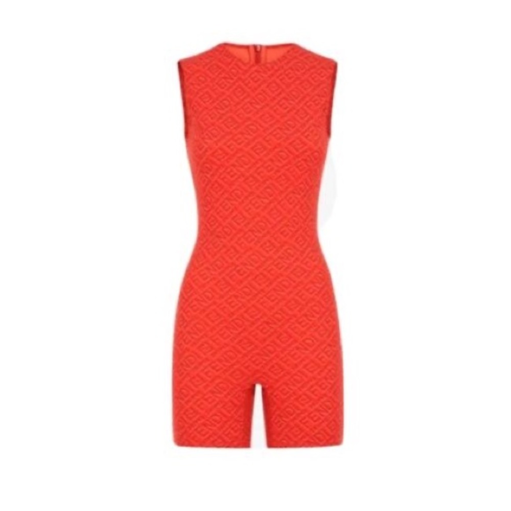 FENDI x SKIMS Bodysuit Georgia Orange Sleeveless Biker Cycle Suit Sold Out S